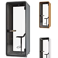 Sleek Modern Glass Partition Design With Wooden Frame And Black Chair