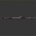 Futuristic Weapon With Red Blue Color Glowing Blue Circles Mechanical Structure And Reflective Surface