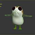 Animated Game Movie Character With Big Black Eyes White Body Orange Feet And Outstretched Arms 3d model