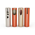 Cylindrical Lockers In Silver Orange Gold Red With Unique Cutout Shapes And Modern Style