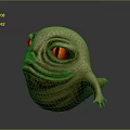 Game Movie Character With Yellow Eyes Wrinkled Skin And Round Body Creature