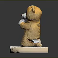 Yellow Teddy Bear Doll Praying With Folded Hands Closed Eyes On Paper Platform