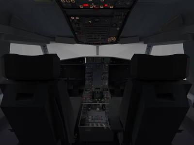 Airliner Cockpit Interior With Control Panels Instrument Panel And Seats 3d model
