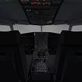 Airliner Cockpit Interior With Control Panels Instrument Panel And Seats