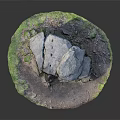 Ancient Stone And Wooden Megalithic Structure With Circular Grass And Dirt Ground 3d model
