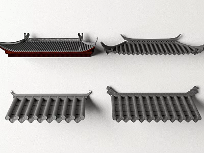 Traditional Chinese Roof Components Featuring Different Classical Tile Styles And Architectural Details 3d model