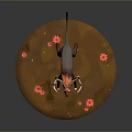 3D Deer Model With Large Antlers Standing On Circular Base With Pink Flowers