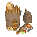 Freshly Baked Assorted Bread in Brown Paper Bags with Baguettes Bagels Apples and Berries