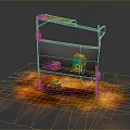 Industrial Metal Frame Equipment With Top Tray Gray Panel And Orange Flaming Effect