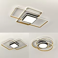 Modern Geometric Ceiling Lights With Gold Frame Square And Circular Designs 3d model