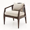 Comfortable Beige Leisure Chair With Wooden Frame And Woven Armrest Design