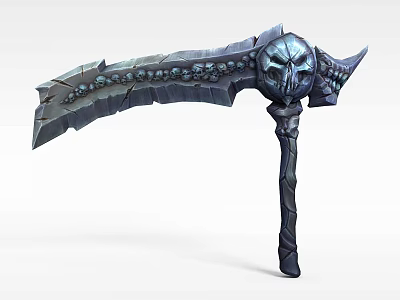 Tech Exhibition Hall Featuring Intricate Skull Designed Metallic Weapon 3d model