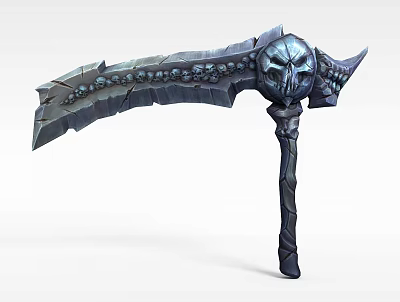 Tech Exhibition Hall Featuring Intricate Skull Designed Metallic Weapon 3d model