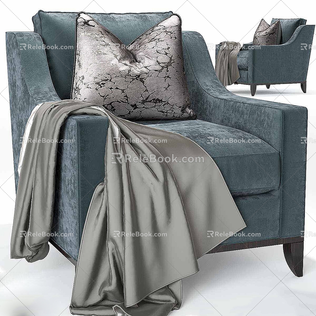 gray blue single sofa 3d model