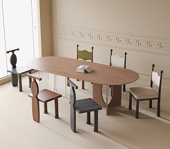 Modern Dining Table and Chair Combination Dining Chair Dining Table Single Chair 3d model