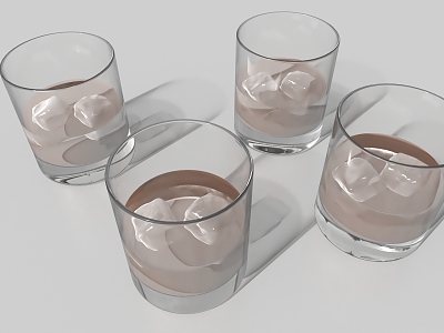 Modern glass with ice cubes model