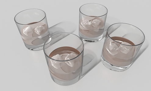 Modern glass with ice cubes 3d model