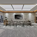 Modern Office Interior Design With Sofa Desk Chairs Gray Carpet And Large Windows