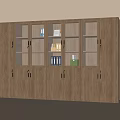 Wooden Storage Cabinet With Glass And Wooden Doors Holding Files And Books