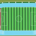 Campus Landscape With Outdoor Sports Area Green Lawn Football Field And Running Track