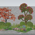 Diverse Plant Combination With Red Leaf Tree Pink Purple Flowering Tree Shrubs And Flowers