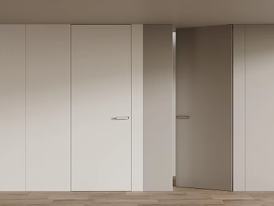 Modern Minimalist Interior Doors in White and Light Gray with Wooden Floor 3d model