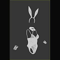 Stylish Black Bodysuit With Bunny Ears Headband And Choker Accessories