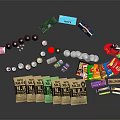 Assorted Packaged Food And Beverage Items Including Bottles Cans And Snacks