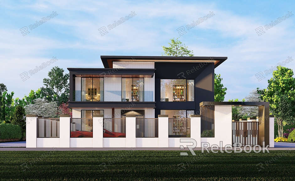 Modern two-storey single-family villa architectural appearance model