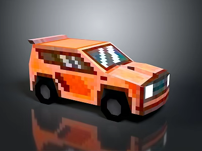 Orange Pixel Style Off Road Car Exterior Design With 3D Render Details 3d model