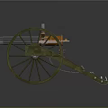 Ancient Wheeled Cannon Weapon Featuring Large Wooden Wheels and Metal Barrel Structure