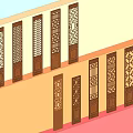 Chinese-style Flower-cut Window Long Window Carved Window 3d model