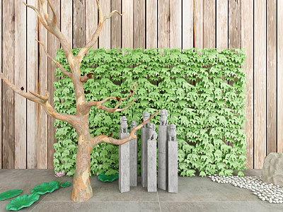 Chinese style green plant wall flowers and plants model