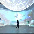 Immersive Ocean Themed Cultural Center Featuring Dolphin Fish Projection Floor Light Effects And Curved Screen