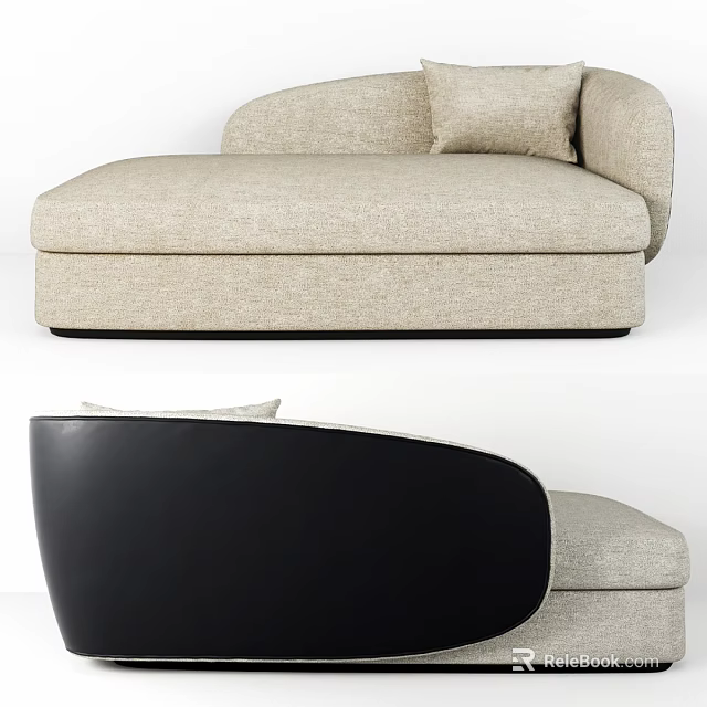 Modern Beige Two Seater Sofa With Black Base And Comfortable Fabric Cushions 3d model