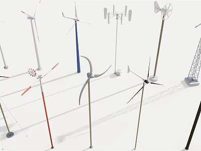 Different Wind Turbine Components Including Blades Towers Rotors And Metal Structures 3d model