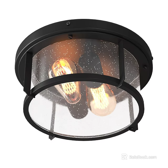 Vintage Style Wall Sconce with Black Metal Frame Transparent Glass Shade and Warm Yellow Bulbs 3d model 