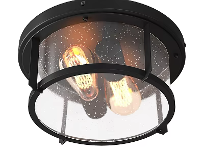 Vintage Style Wall Sconce with Black Metal Frame Transparent Glass Shade and Warm Yellow Bulbs 3d model