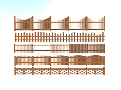 Road Facilities with Different Types of Wooden Fence Designs and Styles 3d model
