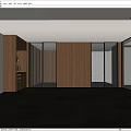 Modern Entryway Hallway Interior With Wooden Panel Walls Large Glass Windows And Sink Counter