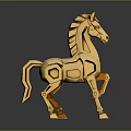 Golden Geometric Horse Sculpture With Modern Design And Shiny Reflective Base
