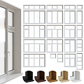 Modern casement window solid wood window 3d model