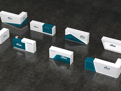 Allia Brand Modern Reception Desk With White Teal Design And Different Models 3d model