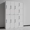 White Multiple Locker Storage Units With Lockable Doors Against Gray Wall And Floor