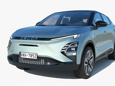 Skoda Light Blue SUV Electric Vehicle With Modern LED Headlights And Sleek Body Design 3d model