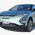 Skoda Light Blue SUV Electric Vehicle With Modern LED Headlights And Sleek Body Design