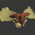 Red Yellow Cartoon Character 3D Model With Long Ears Holding Soft Item