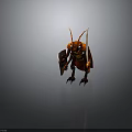 Red Armored Cockroach Warrior Holding Shield And Sword In Battle Stance