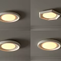 Modern White Ceiling Lights Round And Hexagonal Shapes Mounted On Ceiling With Soft Illumination 3d model