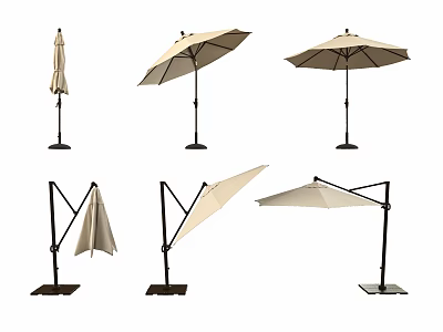 Outdoor Beige Sunshade With Various Designs And Adjustable Black Base Stand 3d model
